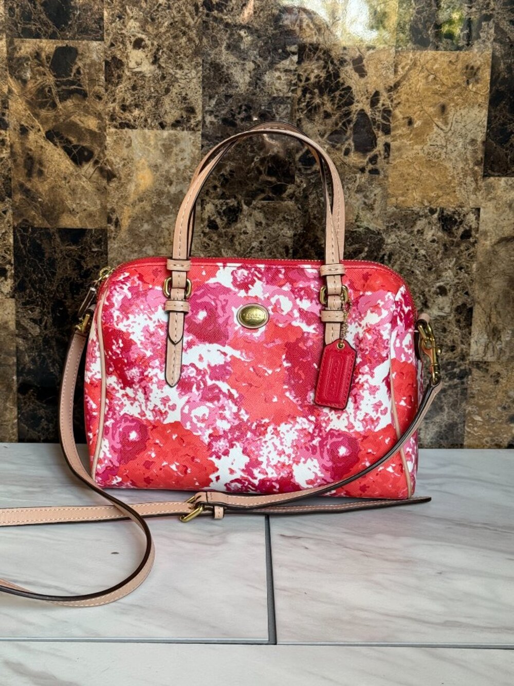 Peyton Mini Leather Bennett Floral Print Satchel & Matching Wristlet - Picture 2 of 11